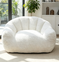 Cozy Teddy Lazy Sofa with Armrest, Oversized White Bean Bag Chair