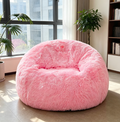 5FT Fluffy Lazy Sofa Cover (No Filler), Pink Faux Fur Stuffed Animal Storage